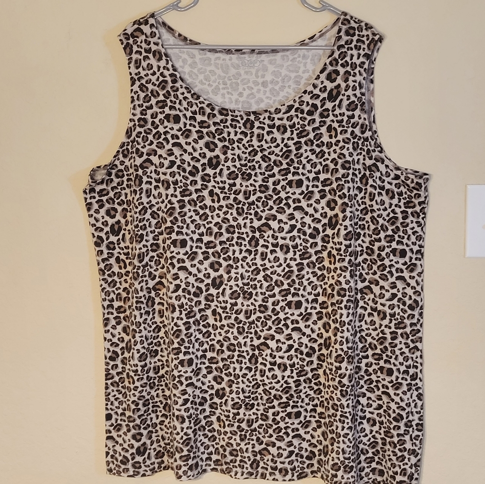LOGO by Lori Goldstein Leopard Print Sleeveless Tank Top Women's Sz 3x